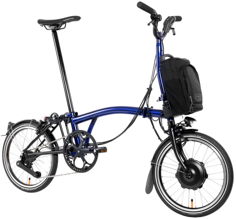 Brompton Electric P Line Explore 12 Speed Folding Bike 2024 in Bolt Blue Lacquer-1